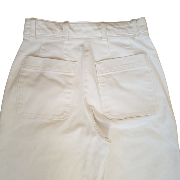 Babaton Andro White Twill Pants High Rise Straight Leg Cropped - Picture 6 of 10